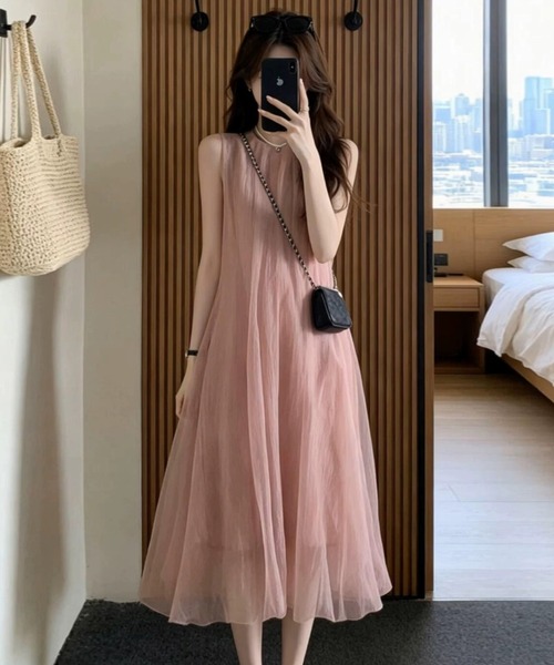 FAVORITO(ファヴォリート)の「ノースリーブワンピース(ワンピース・レディース・ピンク・XL/L/M/S)」の1枚目の写真