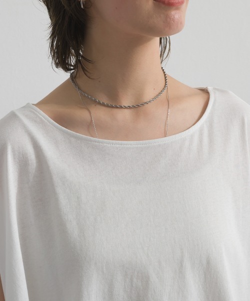 enhaut(アンオート)の「天竺編み Aライン ヘムワイド レース トップス Tシャツ レイヤード(Tシャツ/カットソー・レディース・ホワイト/ブラック・FREE)」の20枚目の写真