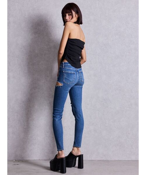 GYDA(ジェイダ)の「ハイウエストSIDE RIPPED スキニーデニムパンツ(デニムパンツ・レディース・ブルー/インディゴブルー・X-SMALL/MEDIUM/SMALL)」の10枚目の写真