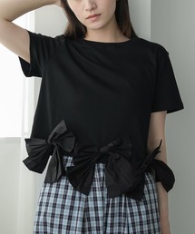 裾リボンヘムTシャツ