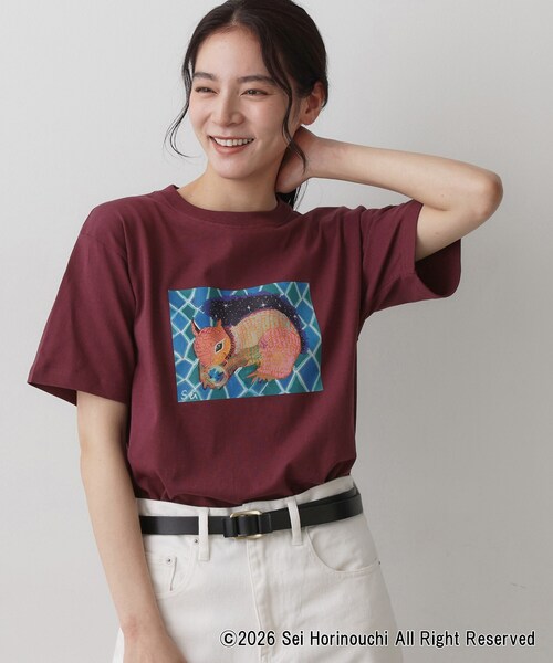 Dessin(デッサン)の「Sei Horinouchi×Dessin Tシャツ(Tシャツ/カットソー・レディース・ホワイト/ボルドー/ダークグレー/ベビーピンク・03/02)」の4枚目の写真