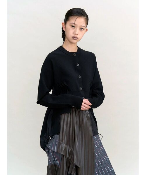 UN3D.(アンスリード)の「PLEATS DOCKING KNIT CD / プリーツドッキングニットカーディガン(カーディガン/ボレロ・レディース・グレー/ホワイト/ブラック・FREE)」の19枚目の写真