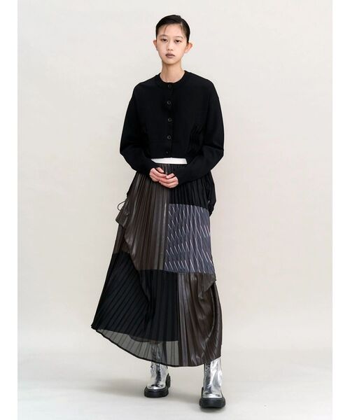 UN3D.(アンスリード)の「PLEATS DOCKING KNIT CD / プリーツドッキングニットカーディガン(カーディガン/ボレロ・レディース・グレー/ホワイト/ブラック・FREE)」の10枚目の写真