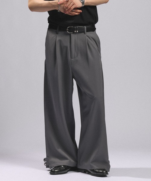 RAGEBLUE(レイジブルー)の「SIDE PLEATED WIDE STRAIGHT PANTS/サイドプリーツワイドストレートスラックス(スラックス・メンズ・ブラック/グレー系その他・LARGE/MEDIUM)」の14枚目の写真