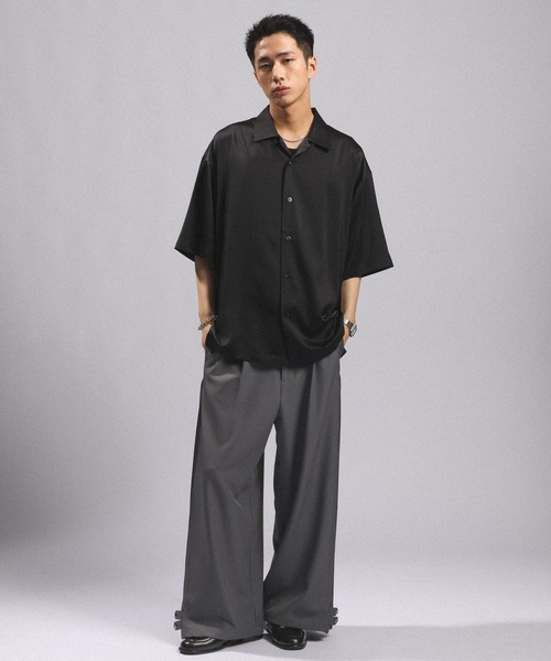 RAGEBLUE(レイジブルー)の「SIDE PLEATED WIDE STRAIGHT PANTS/サイドプリーツワイドストレートスラックス(スラックス・メンズ・ブラック/グレー系その他・LARGE/MEDIUM)」の17枚目の写真