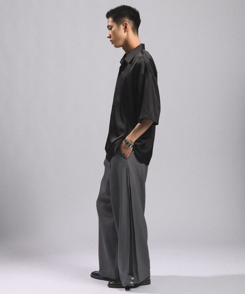 RAGEBLUE(レイジブルー)の「SIDE PLEATED WIDE STRAIGHT PANTS/サイドプリーツワイドストレートスラックス(スラックス・メンズ・ブラック/グレー系その他・LARGE/MEDIUM)」の16枚目の写真