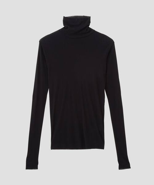YLEVE（イレーヴ）の「YLEVE / SHEER HIGH-TWIST RIB JERSEY TURTLENECK PULLOVER（Tシャツ/カットソー・レディース・ホワイト/ブラック・1）」の8枚目の写真