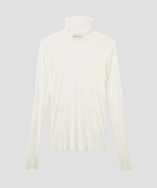 YLEVE（イレーヴ）の「YLEVE / SHEER HIGH-TWIST RIB JERSEY TURTLENECK PULLOVER（Tシャツ/カットソー・レディース・ホワイト/ブラック・1）」の5枚目の写真