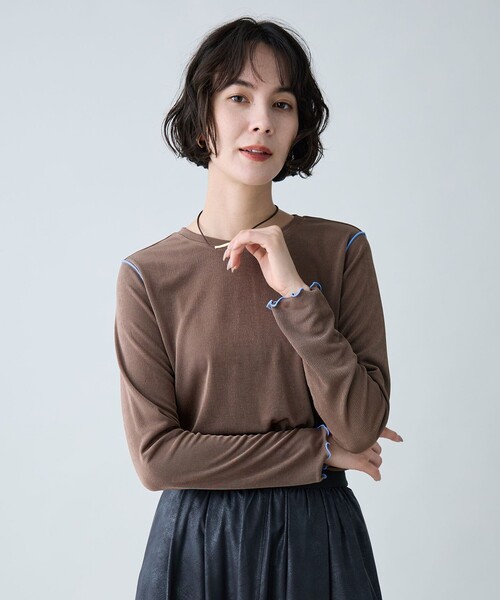 ANY(エニィ)の「配色メロープルオーバー(Tシャツ/カットソー・レディース・アイボリー系/黄土色系/サックスブルー系・X-LARGE)」の2枚目の写真