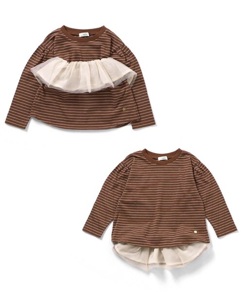 Seraph(セラフ)の「【マルチWAY】チュールリバーシブル アレンジセットトップス(Tシャツ/カットソー・キッズ・ブラウン/アイボリー・80/110/100/120/130/90/140)」の3枚目の写真
