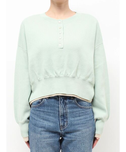 Ungrid(アングリッド)の「ヘンリーネックバイカラーコットン混ニット(ニット/セーター・レディース・イエロー/グリーン/オレンジ/パープル・FREE)」の18枚目の写真