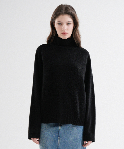 VLETI(ブレッティ)の「Wool 100% Turtle-Neck Knit (Black)(ニット/セーター・レディース・ブラック・FREE)」の1枚目の写真