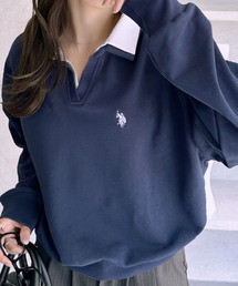【Ada.別注 U.S. POLO ASSN.】シャツ ドッキング ショート丈 ダブルカラー スウェット