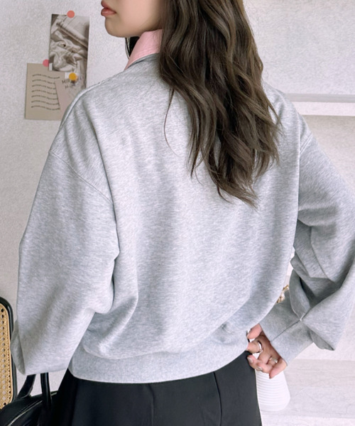 U.S. POLO ASSN.（ユーエスポロアッスン）の「【Ada.別注 U.S. POLO ASSN.】シャツ ドッキング ショート丈 ダブルカラー スウェット（その他トップス・レディース・ネイビー/グレー/オートミール・L/M）」の22枚目の写真