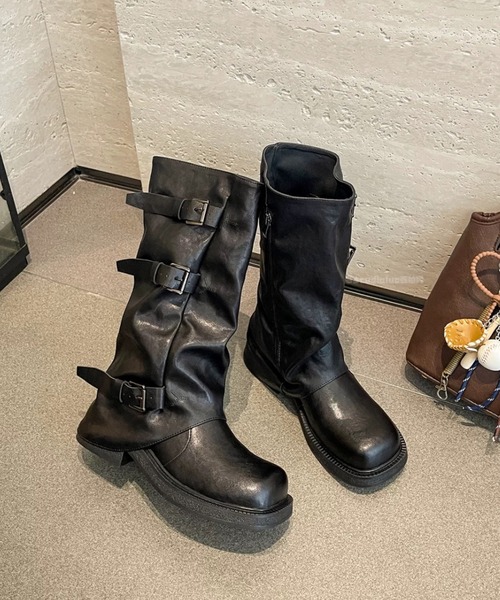 Vipoa（ヴィポア）の「Belted cover middle boots（ブーツ・レディース・ブラウン/ブラック・SMALL/MEDIUM/LARGE）」の3枚目の写真