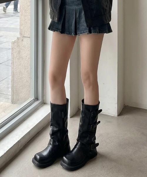 Vipoa（ヴィポア）の「Belted cover middle boots（ブーツ・レディース・ブラウン/ブラック・SMALL/MEDIUM/LARGE）」の6枚目の写真