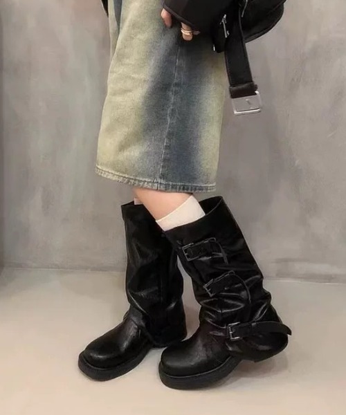 Vipoa（ヴィポア）の「Belted cover middle boots（ブーツ・レディース・ブラウン/ブラック・SMALL/MEDIUM/LARGE）」の14枚目の写真