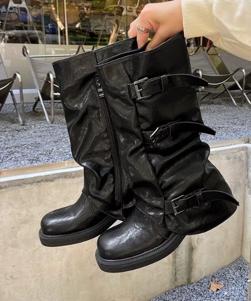 Vipoa（ヴィポア）の「Belted cover middle boots（ブーツ・レディース・ブラウン/ブラック・SMALL/MEDIUM/LARGE）」の18枚目の写真