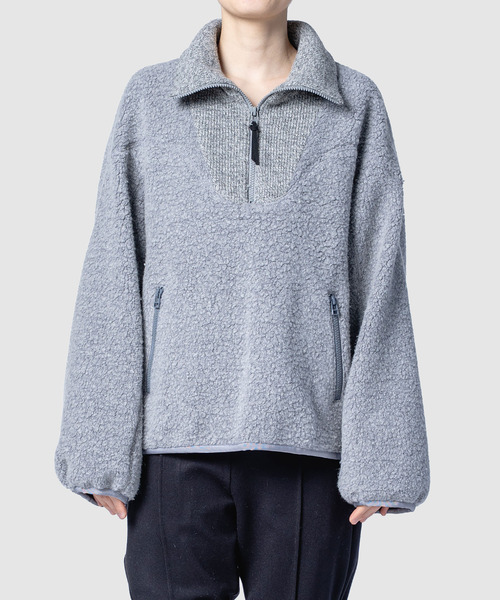 muller of yoshiokubo(ミュラーオブヨシオクボ)の「muller of yoshiokubo ミュラーオブヨシオクボ / fleece-texture half-zip Sweatshirt / MLF26709(その他トップス・レディース・グレー/ライム/ブラック・36/38)」の3枚目の写真