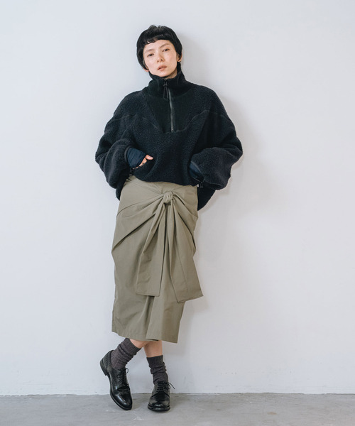 muller of yoshiokubo(ミュラーオブヨシオクボ)の「muller of yoshiokubo ミュラーオブヨシオクボ / fleece-texture half-zip Sweatshirt / MLF26709(その他トップス・レディース・グレー/ライム/ブラック・36/38)」の7枚目の写真