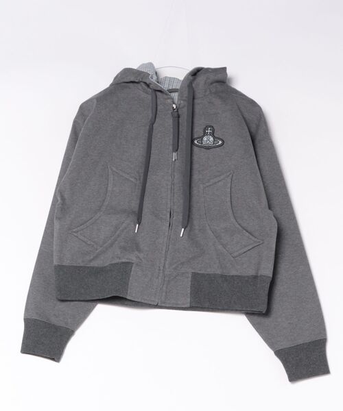 Vivienne Westwood(ヴィヴィアンウエストウッド)の「ボンディングジャージオーブパッチジップフーディー(その他アウター・レディース・ブラック/チャコールグレー・FREE)」の1枚目の写真