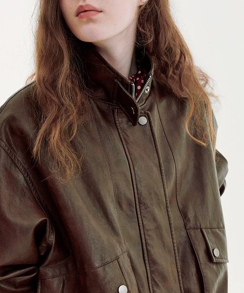Fano Studios(ファノ ストゥディオズ)の「フェイクレザー ワークジャケット FQ26W055【Fano Studios】【2026AW】(ライダースジャケット・レディース・ブラウン・S/M)」の9枚目の写真