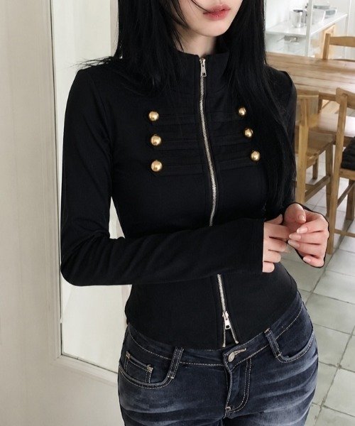 Achic(アシック)の「【今季大注目!】ナポレオン風Wジップトップス(Tシャツ/カットソー・レディース・グリーン/ホワイト/ブラック/チャコールグレー・M)」の20枚目の写真