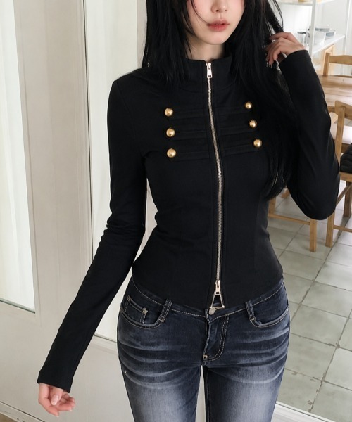 Achic(アシック)の「【今季大注目!】ナポレオン風Wジップトップス(Tシャツ/カットソー・レディース・グリーン/ホワイト/ブラック/チャコールグレー・M)」の19枚目の写真