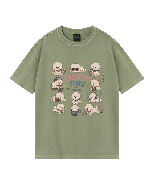 WILDROCK（ワイルドロック）の「[ワイルドシュン] ワクワクビションタイムピグメントオーバーサイズ半袖Tシャツ（Tシャツ/カットソー・レディース・ブラック/カーキ/ピンク/ブルー/チャコール/ライトグレー/ライトパープル/ホワイト・X-SMALL/SMALL/MEDIUM/LARGE/FREE）」の6枚目の写真