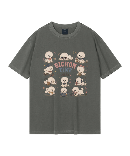 WILDROCK（ワイルドロック）の「[ワイルドシュン] ワクワクビションタイムピグメントオーバーサイズ半袖Tシャツ（Tシャツ/カットソー・レディース・ブラック/カーキ/ピンク/ブルー/チャコール/ライトグレー/ライトパープル/ホワイト・X-SMALL/SMALL/MEDIUM/LARGE/FREE）」の5枚目の写真