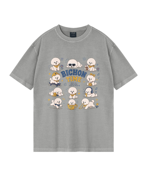WILDROCK（ワイルドロック）の「[ワイルドシュン] ワクワクビションタイムピグメントオーバーサイズ半袖Tシャツ（Tシャツ/カットソー・レディース・ブラック/カーキ/ピンク/ブルー/チャコール/ライトグレー/ライトパープル/ホワイト・X-SMALL/SMALL/MEDIUM/LARGE/FREE）」の4枚目の写真