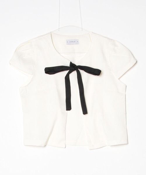 LA POMME petit(ラポミ・プチ)の「Ribbon Jacket(テーラードジャケット・レディース・ブラック/ホワイト・FREE)」の1枚目の写真