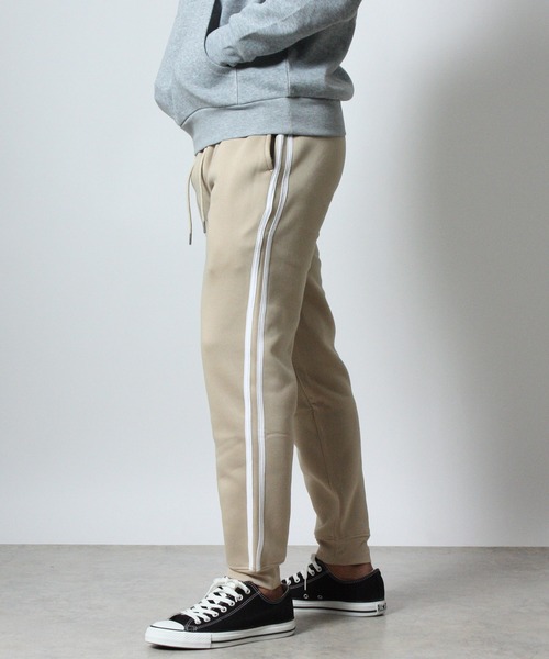 NYLAUS(ナイラス)の「【Nylaus】裏起毛 サイドライン スウェットパンツ スリムパンツ ストレッチパンツ(スウェットパンツ・メンズ・杢グレー/チャコール/ベージュ/ブラック・LL/M/L)」の4枚目の写真