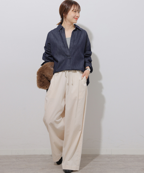 JOURNAL STANDARD relume(ジャーナルスタンダード レリューム)の「デニムスキッパーシャツ(シャツ/ブラウス・レディース・ネイビー/ブルー・FREE)」の3枚目の写真