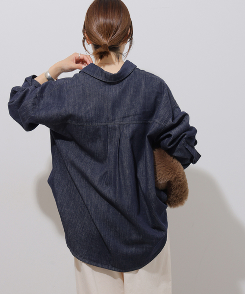 JOURNAL STANDARD relume(ジャーナルスタンダード レリューム)の「デニムスキッパーシャツ(シャツ/ブラウス・レディース・ネイビー/ブルー・FREE)」の8枚目の写真