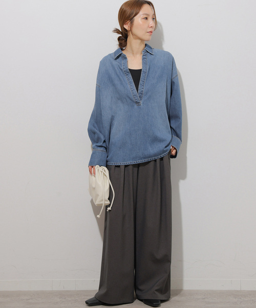 JOURNAL STANDARD relume(ジャーナルスタンダード レリューム)の「デニムスキッパーシャツ(シャツ/ブラウス・レディース・ネイビー/ブルー・FREE)」の9枚目の写真