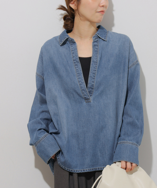 JOURNAL STANDARD relume(ジャーナルスタンダード レリューム)の「デニムスキッパーシャツ(シャツ/ブラウス・レディース・ネイビー/ブルー・FREE)」の12枚目の写真