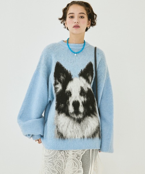 MIRROR STOKE(ミラーストーク)の「【ZOZO限定】BORDER COLLEE SHAGGY KNIT/ボーダーコリーシャギーニット(ニット/セーター・レディース・ベージュ/ダークブラウン/ブルー・MEDIUM)」の1枚目の写真