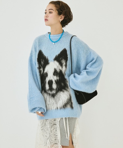 MIRROR STOKE(ミラーストーク)の「【ZOZO限定】BORDER COLLEE SHAGGY KNIT/ボーダーコリーシャギーニット(ニット/セーター・レディース・ベージュ/ダークブラウン/ブルー・MEDIUM)」の7枚目の写真