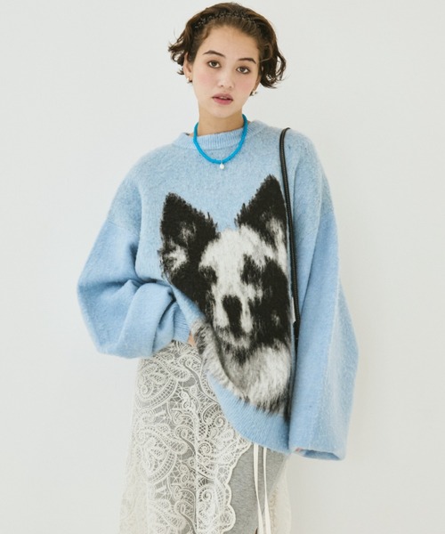MIRROR STOKE(ミラーストーク)の「【ZOZO限定】BORDER COLLEE SHAGGY KNIT/ボーダーコリーシャギーニット(ニット/セーター・レディース・ベージュ/ダークブラウン/ブルー・MEDIUM)」の6枚目の写真