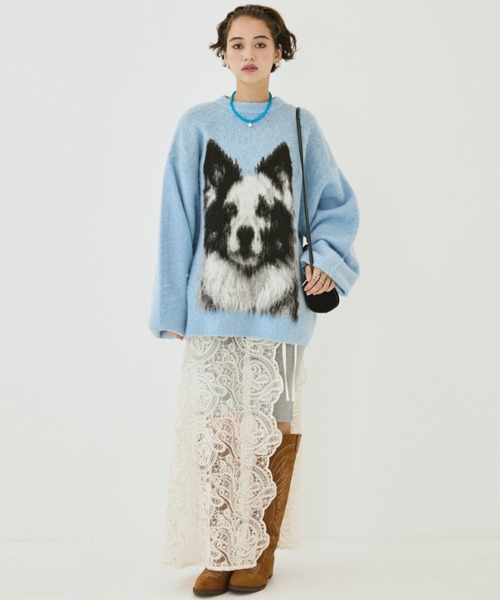 MIRROR STOKE(ミラーストーク)の「【ZOZO限定】BORDER COLLEE SHAGGY KNIT/ボーダーコリーシャギーニット(ニット/セーター・レディース・ベージュ/ダークブラウン/ブルー・MEDIUM)」の16枚目の写真