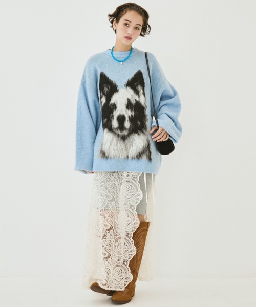 MIRROR STOKE(ミラーストーク)の「【ZOZO限定】BORDER COLLEE SHAGGY KNIT/ボーダーコリーシャギーニット(ニット/セーター・レディース・ベージュ/ダークブラウン/ブルー・MEDIUM)」の17枚目の写真