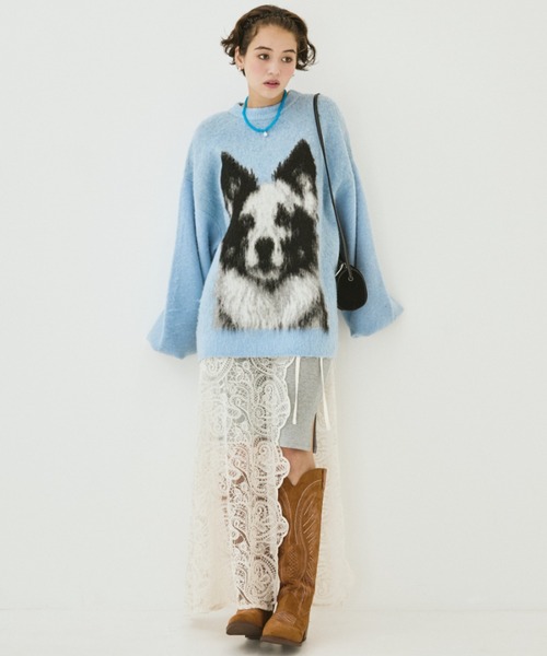 MIRROR STOKE(ミラーストーク)の「【ZOZO限定】BORDER COLLEE SHAGGY KNIT/ボーダーコリーシャギーニット(ニット/セーター・レディース・ベージュ/ダークブラウン/ブルー・MEDIUM)」の20枚目の写真