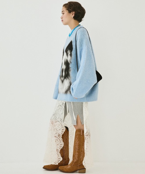 MIRROR STOKE(ミラーストーク)の「【ZOZO限定】BORDER COLLEE SHAGGY KNIT/ボーダーコリーシャギーニット(ニット/セーター・レディース・ベージュ/ダークブラウン/ブルー・MEDIUM)」の22枚目の写真