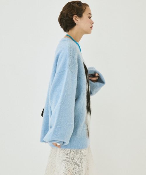 MIRROR STOKE(ミラーストーク)の「【ZOZO限定】BORDER COLLEE SHAGGY KNIT/ボーダーコリーシャギーニット(ニット/セーター・レディース・ベージュ/ダークブラウン/ブルー・MEDIUM)」の14枚目の写真