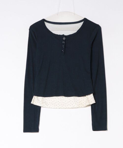 STAY MOTION(ステイモーション)の「【WEB限定】レイヤード風小花柄カットソートップス(Tシャツ/カットソー・レディース・ピンク/アイボリー/ネイビー・F)」の14枚目の写真