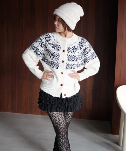 SANSeLF(サンセルフ)の「【SANSeLF】ノルディックニットカーディガン saw26a043(カーディガン/ボレロ・レディース・オフホワイト/グレー・FREE)」の17枚目の写真