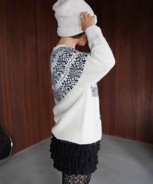 SANSeLF(サンセルフ)の「【SANSeLF】ノルディックニットカーディガン saw26a043(カーディガン/ボレロ・レディース・オフホワイト/グレー・FREE)」の19枚目の写真