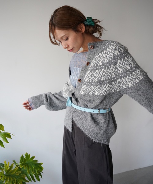 SANSeLF(サンセルフ)の「【SANSeLF】ノルディックニットカーディガン saw26a043(カーディガン/ボレロ・レディース・オフホワイト/グレー・FREE)」の9枚目の写真