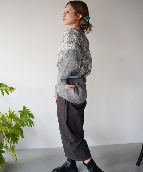 SANSeLF(サンセルフ)の「【SANSeLF】ノルディックニットカーディガン saw26a043(カーディガン/ボレロ・レディース・オフホワイト/グレー・FREE)」の10枚目の写真